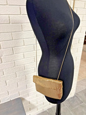 VINTAGE WHITING AND DAVIS Gold MESH ENVELOPE EVENING CROSSBODY PURSE - USA