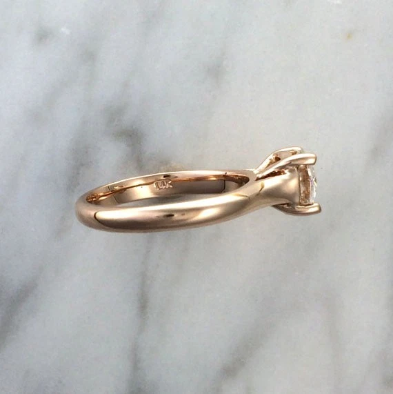 1.00  Ct Round Cut Lab Created Diamond Anniversary Ring 14k Rose Gold Size 7 - Image 3 of 4