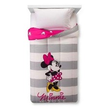 NEW MINNIE MOUSE DISNEY 64X86 SUPER SOFT MICROFIBER TWIN COMFORTER PINK GRAY