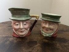 2 Vintage Beswick Tony Weller  & Micawber mini Toby Jugs great for small plants