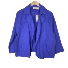 Chico's Crossover Linen Jacket 3/4 Sleeve Liberty Purple Size 2 Large 