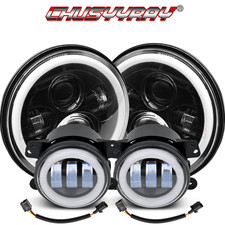 7inch Round Led Headlights4inch Led Fog Light Combo Fit 2007-2009 Jeep Wrangler