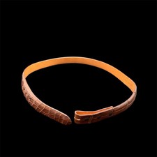 Genuine Alligator Crescent Belt For J. Hambleton Cognac Size 30 USA No Buckle