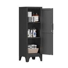Kitchen Pantry Cupboard w/ Lock Door,Small Metal Storage Cabinet for Home,Office