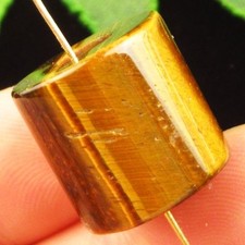 Tiger Eye Gem Column Big Hole Pendant Bead 16mm H09871