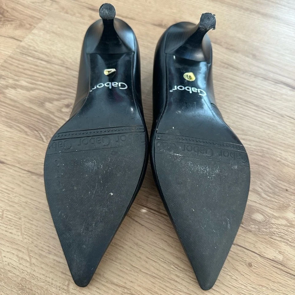 Zapatos de salón Gabor de cuero negro para gatito talla 6 clásicos atemporales elegantes UE 36 Y2K Foto 4 de 4