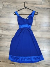 Vtg 90s Y2k Royal Blue Taboo Dress Sz M Made In USA Ties In Back
