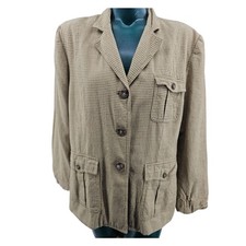Vintage Lauren Ralph Lauren Brown Twill Light Blazer 14 Professor Academia 3826