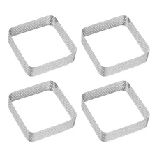 4pcs Perforated Cake Rings 2.36" Stainless Steel Square Tartlet Ring