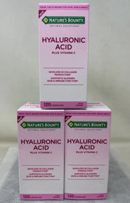 3 Pack Nature's Bounty Vitamin C and Hyaluronic Acid Supplement, Supports Glowin