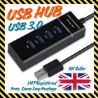 USB 4 PORT HUB 3.0 BLACK HIGH SPEED MULTI SPLITTER ADAPTER DESKTOP FOR PC LAPTOP