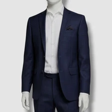 Bar III Men's Blue Wrinkle-Resistant Wool-Blend Suit Separate Jacket Size 36R