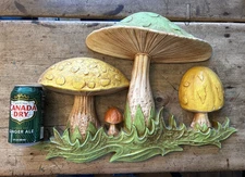 Large 70's Mushroom Wall Hanging Art Plaque Decor DART INDUSTRIES Vintage MCM