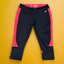 Avia Womens Pink  Black Athletic Stretch Cropped Workout Leggings Size: L Large
