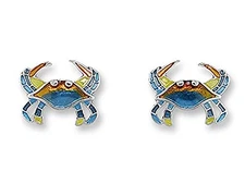 Paul Doolin Silver Plated Blue Crab Post Earrings