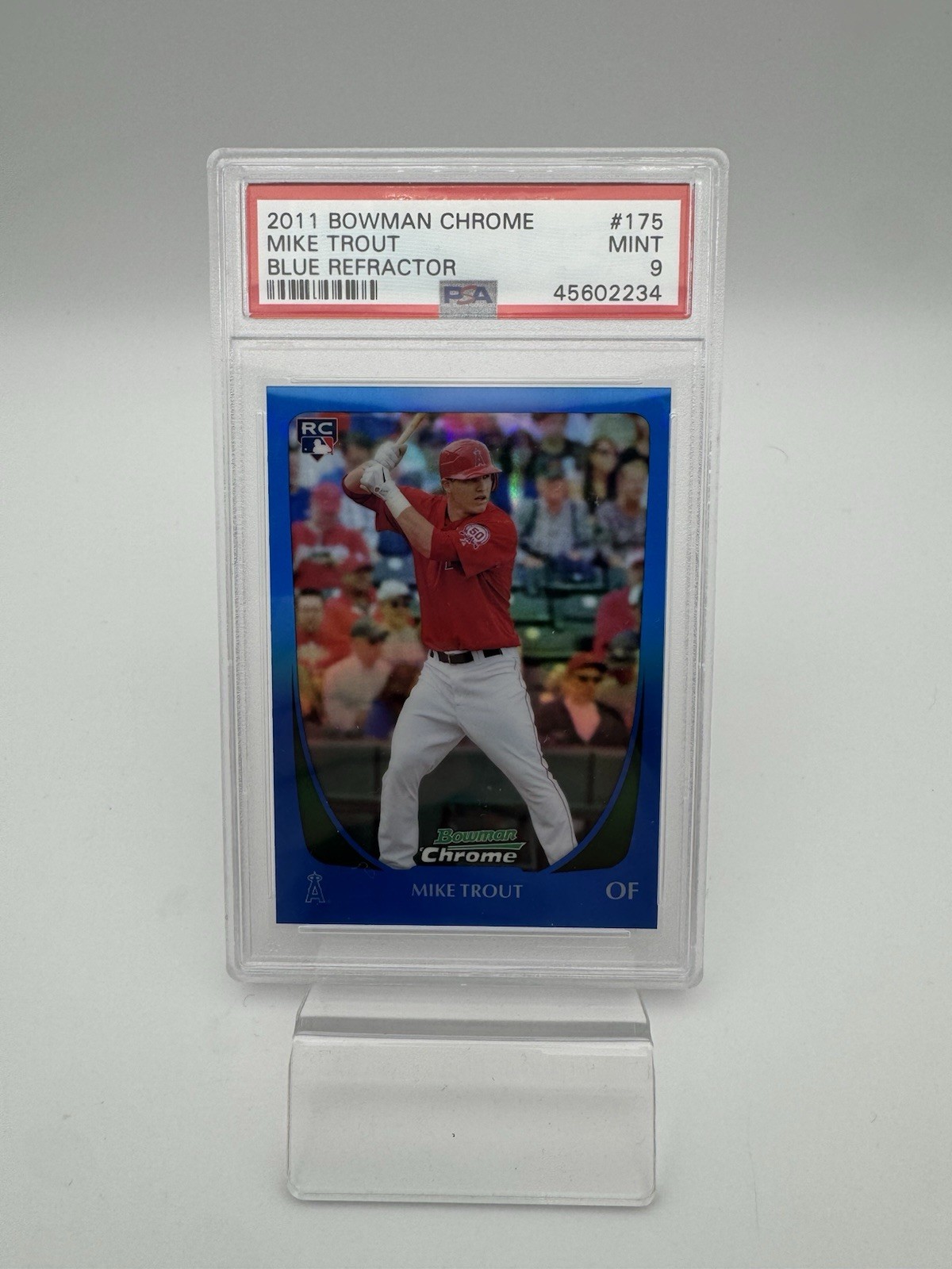 Mike Trout 2011 Bowman Chrome #175 Blue Refractor RC #D /150 PSA 9