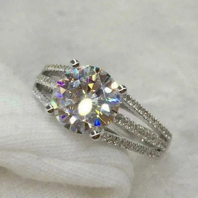 2.30Ct Round Cut Moissanite Solitaire Women's Wedding 14K White Gold Plated
