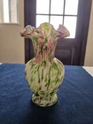 Vintage Fenton 8 Inch  Vasa Murrhina Rose/W Adventurine Green Vase