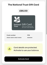 National Trust Gift Card £95 Balance
