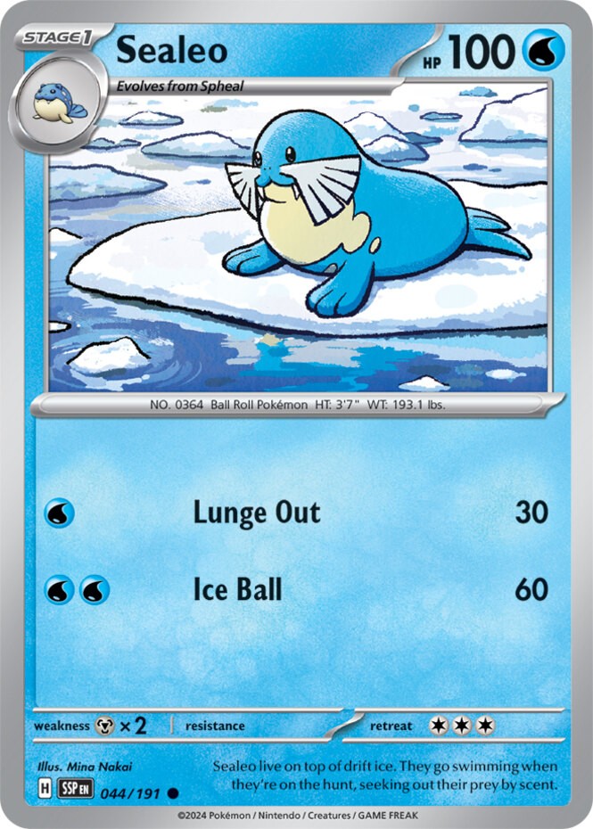 Sealeo - 044/191 - Common (Near Mint) Surging Sparks - Water Pokémon