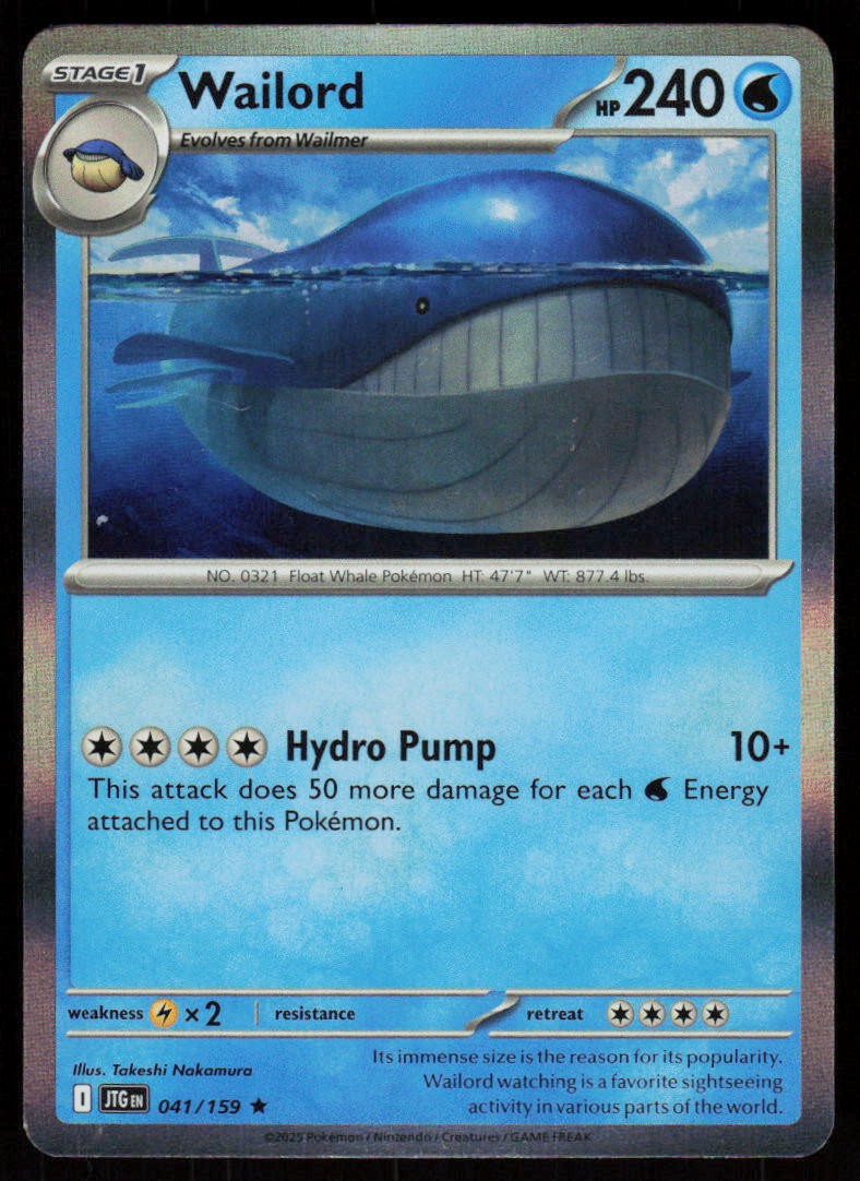 Wailord 041/159 Rare Journey Together Pokemon Holo Near Mint