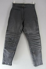 CLASSIC BLACK DYNAMIC LEATHERS BIKER TROUSERS SIZE 12: WAIST 30"/INSIDE LEG 29"