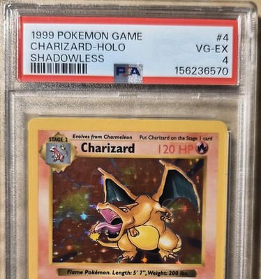 1999 Pokemon Game Charizard Holo Shadowless #4 Trading Card PSA 4