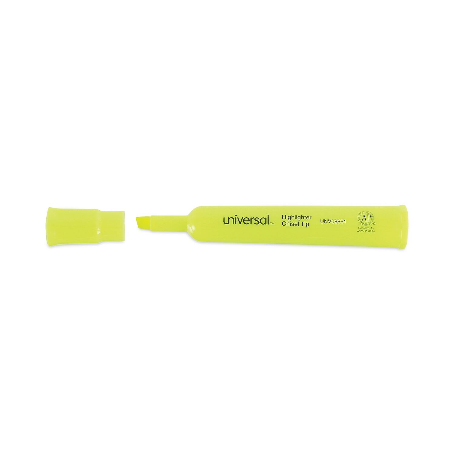 UNIVERSAL Desk Highlighter Chisel Tip Fluorescent Yellow Dozen 08861