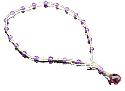 925 Silber Vintage Unikat Rhodolith Granat & Amethyst Perlen Halskette NE4001