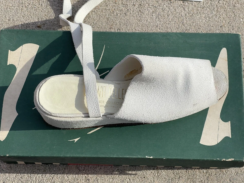 Vintage white suede slip on tie shoes-wedge-platform-heel-Vintage-Lace up-6.5 - Image 2 of 4