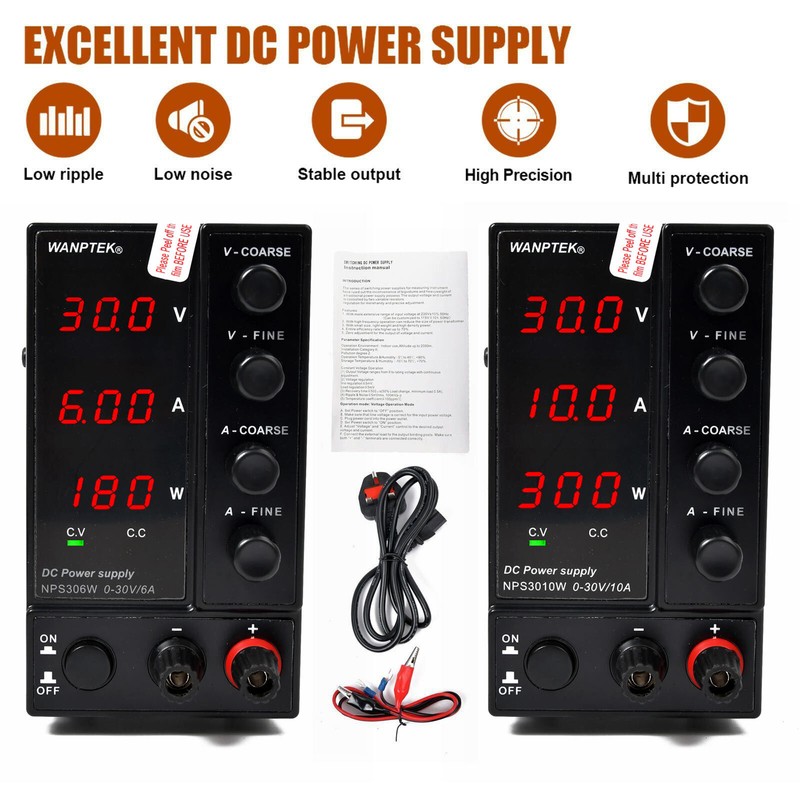 DC Power Supply Variable, 30V 6A/10A Adjustable Switching Regulated DC Bench UK