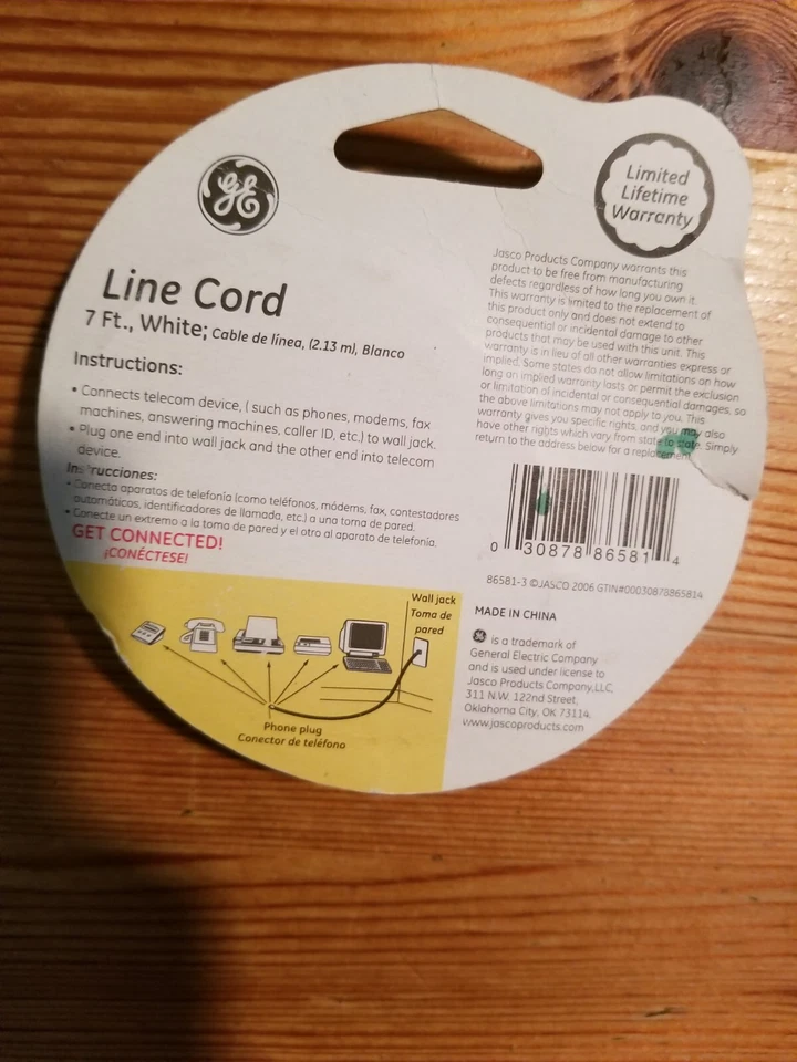 GE New White Phone Cord 7ft Telephone Wire Line General Electric #86581 - Image 2 of 2