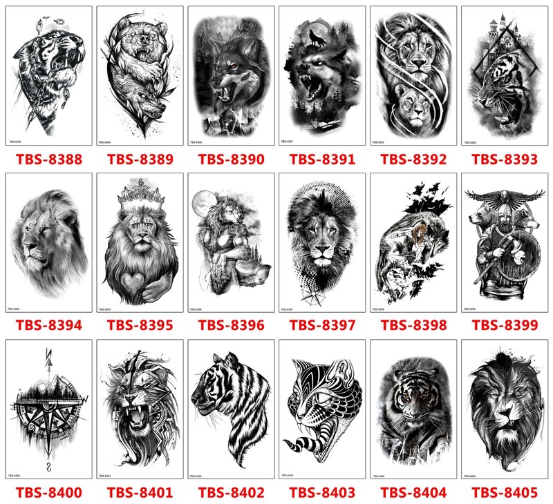 8 X Temporary Tattoos Body Arm Tattoo Sticker Half Sleeve Fake Waterproof US 