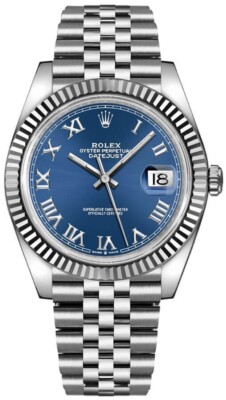 Rolex Datejust Blue Roman Numeral Dial Automatic Mens Swiss Watch 126334-0026