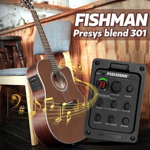 Fishman 4 Band 301 EQ Tuner Piezo Mic Presys Blend Acoustic Guitar Pickup Preamp - Picture 3 of 13