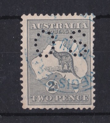 K2062) Australia 1915 second watermark 2d Grey punctured  OS  BW 6ba