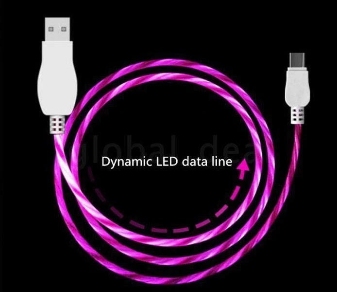 Cargador de cable de datos con luz led fluida PARA TODOS LOS TELÉFONOS Y DISPOSITIVOS MICRO (TIPO C) Foto 4 de 4