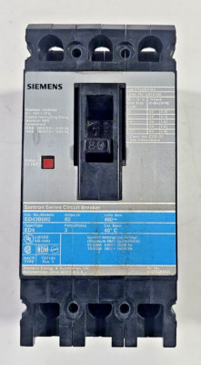 SIEMENS SENTRON SERIE ED4 ED43B080 LEISTUNGSSCHALTER 3P, 80A, 480V 18KA