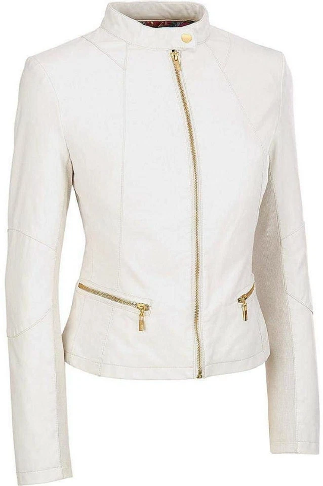 Stylisch Hot Damen Lederjacke 100% Echtes Weiches Lammleder Enganliegend Jacke - Bild 1 von 4