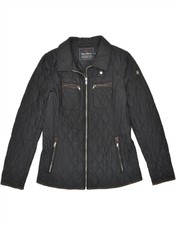 Conte Of Florence Womens Quilted Jacket It 44 Medium Black Polyester Bh61
