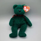 Vintage Ty Beanie Baby 2001 Sparkle Green Holiday Bear MWMT