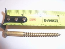 #14 X 3" Brass Slotted Round Head Wood Screw VINTAGE Made in USA Quantity 8