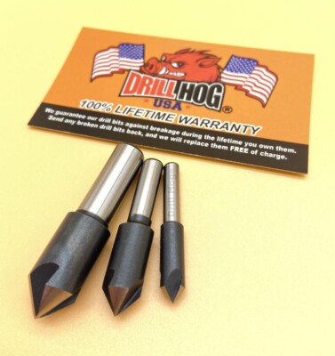Drill Hog  3 Pc Countersink Set 1/4'', 3/8'', 1/2'' Reamer 3 Flute Cobalt 82°