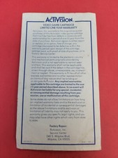 Activision Video Game Cartridge Limited One Year Warranty Insert Sheet 1982