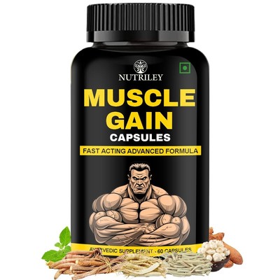 Nutriley Muscle Mass Gainer, Weight Gainer, Bodybuilding Supplements 60 CAP