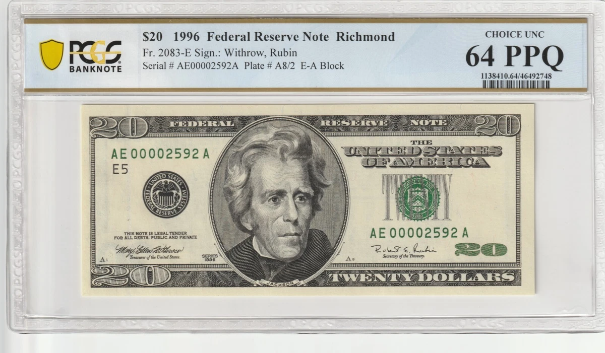 Uncirculated $20 1996 US Federal Reserve Small Notes for sale | eBay