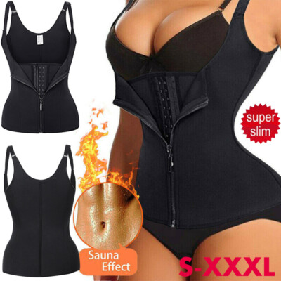 Women Waist Trainer Slimming Body Shaper Corset Neoprene Sweat Sauna Zipper Vest