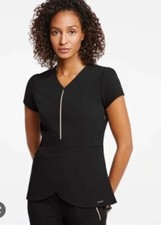 JAANUU Scrub Top  Women's Signature Half Zip Tulip Top