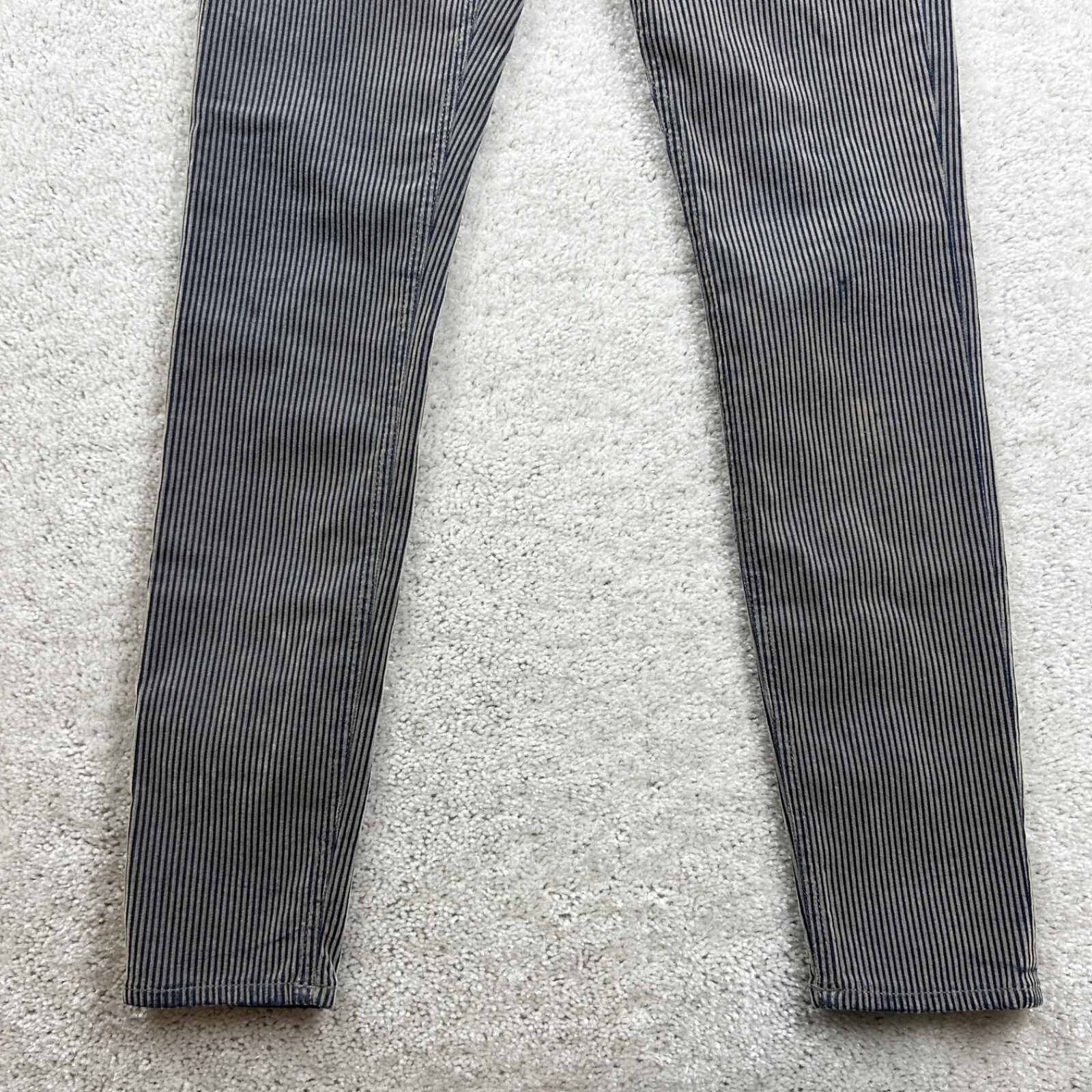 Pantalone donna Acne Studios taglia 27 34 blu a righe skinny elasticizzato no blu floccato