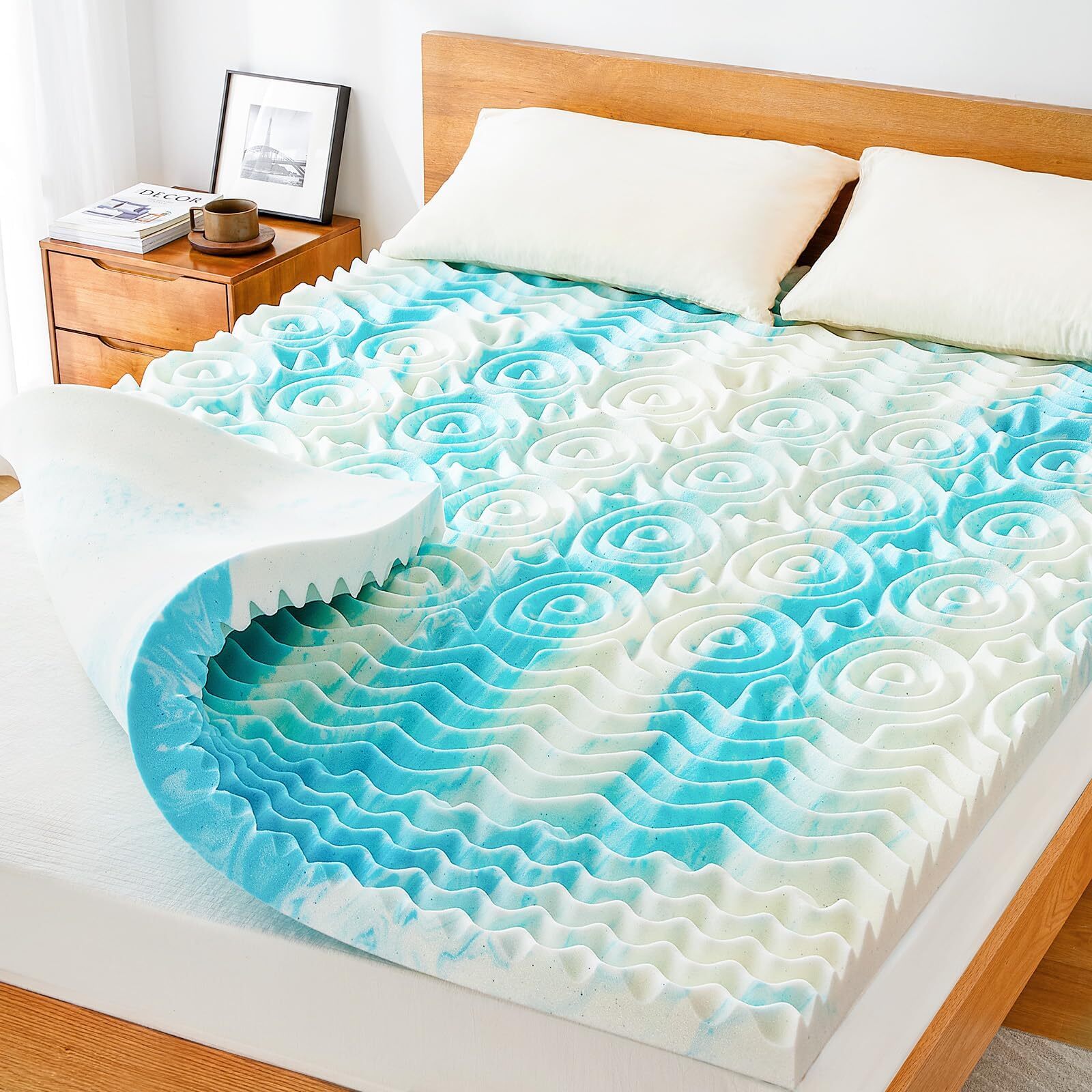 Queen Mattress Topper, 3-Inch Gel Memory Foam Mattress Topper with Ventilated...